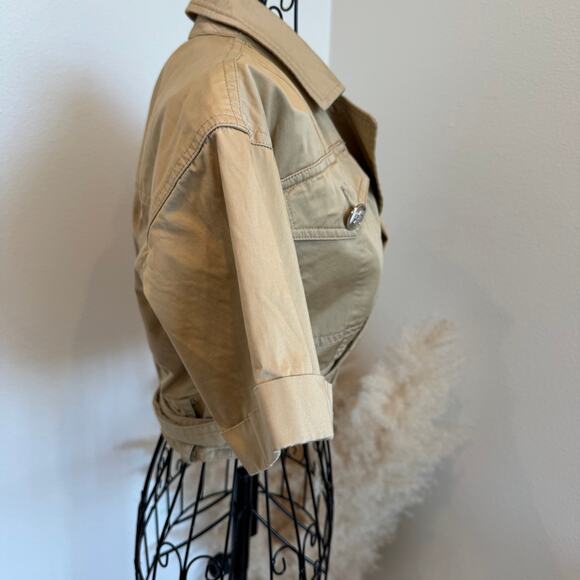 Derek Lam Utility Wrap Short Sleeve Crop Top Khaki Size 36 (X-Small) - Picture 4 of 10